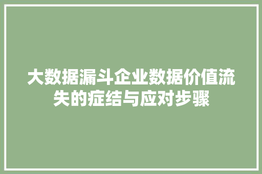 大数据漏斗企业数据价值流失的症结与应对步骤  第1张
