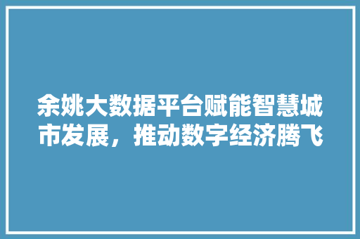 余姚大数据平台赋能智慧城市发展，推动数字经济腾飞