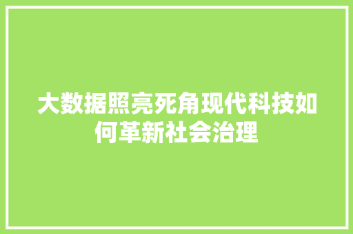 大数据照亮死角现代科技如何革新社会治理