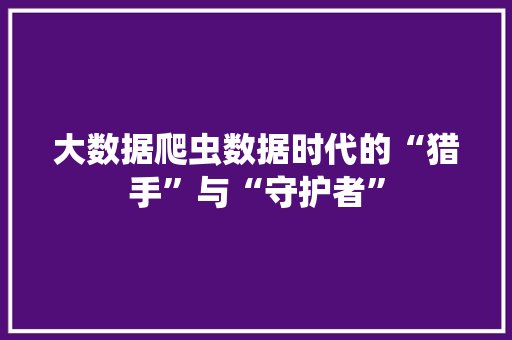 大数据爬虫数据时代的“猎手”与“守护者”  第1张