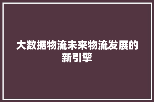大数据物流未来物流发展的新引擎