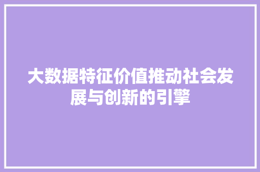 大数据特征价值推动社会发展与创新的引擎