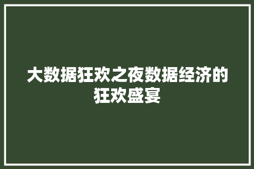 大数据狂欢之夜数据经济的狂欢盛宴  第1张