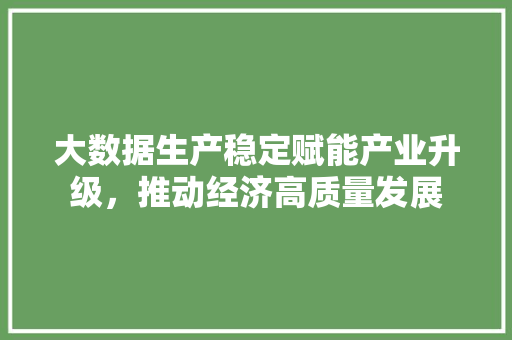 大数据生产稳定赋能产业升级，推动经济高质量发展  第1张