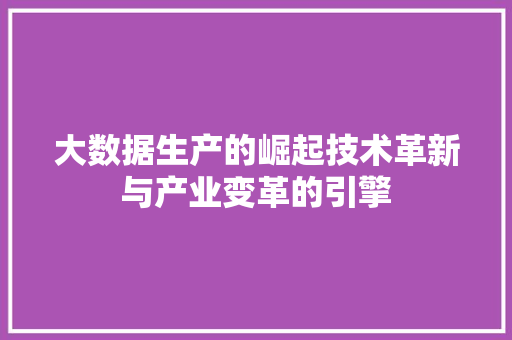 大数据生产的崛起技术革新与产业变革的引擎