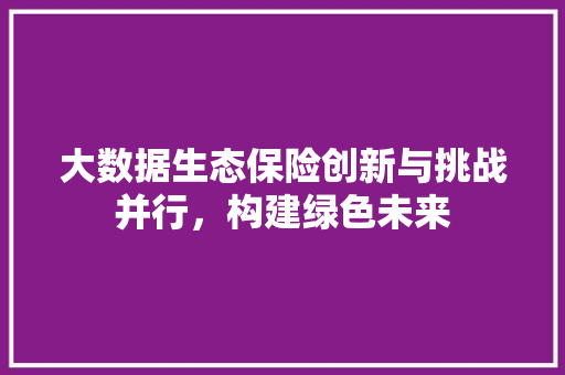 大数据生态保险创新与挑战并行，构建绿色未来  第1张