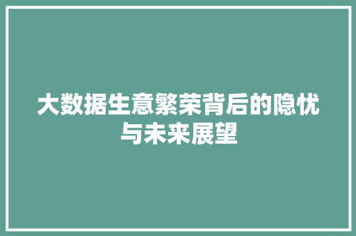 大数据生意繁荣背后的隐忧与未来展望  第1张