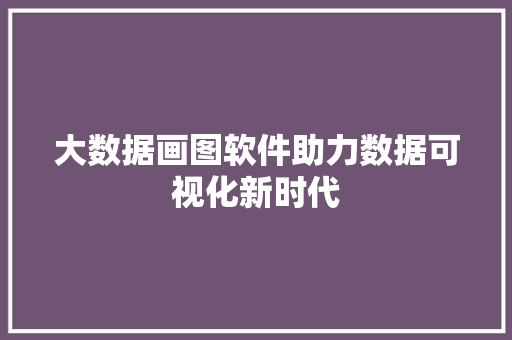 大数据画图软件助力数据可视化新时代