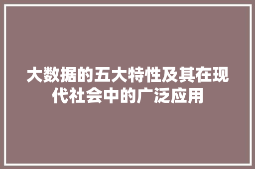 大数据的五大特性及其在现代社会中的广泛应用  第1张