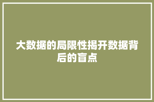 大数据的局限性揭开数据背后的盲点  第1张