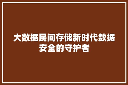 大数据民间存储新时代数据安全的守护者  第1张