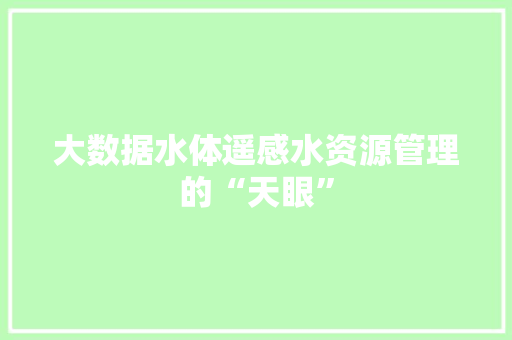 大数据水体遥感水资源管理的“天眼”