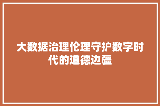 大数据治理伦理守护数字时代的道德边疆