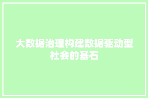 大数据治理构建数据驱动型社会的基石