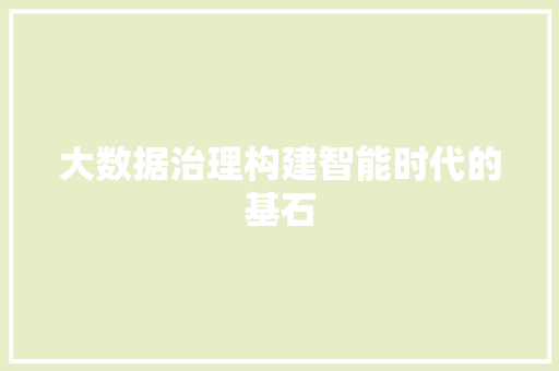 大数据治理构建智能时代的基石  第1张