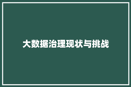 大数据治理现状与挑战  第1张