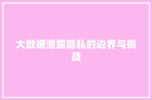 大数据泄露隐私的边界与挑战  第1张