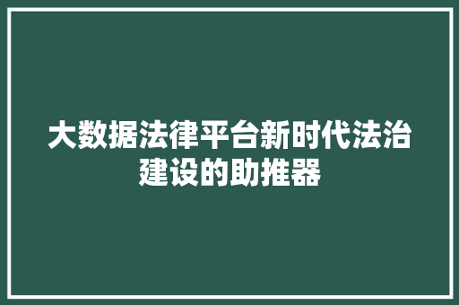 大数据法律平台新时代法治建设的助推器