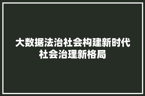 大数据法治社会构建新时代社会治理新格局  第1张