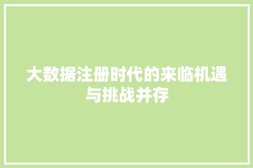 大数据注册时代的来临机遇与挑战并存