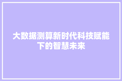大数据测算新时代科技赋能下的智慧未来