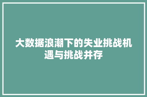 大数据浪潮下的失业挑战机遇与挑战并存
