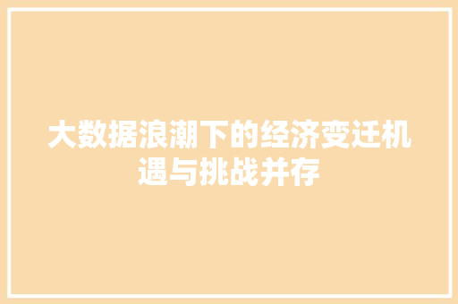 大数据浪潮下的经济变迁机遇与挑战并存  第1张