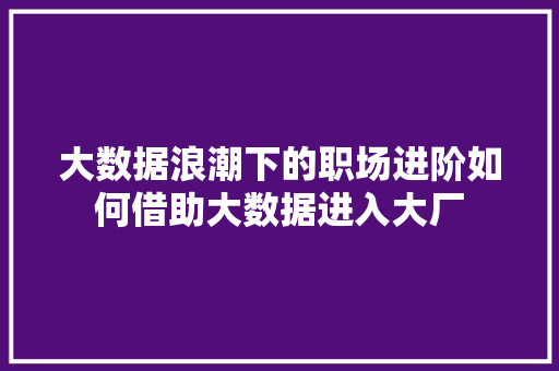 大数据浪潮下的职场进阶如何借助大数据进入大厂  第1张