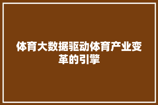 体育大数据驱动体育产业变革的引擎