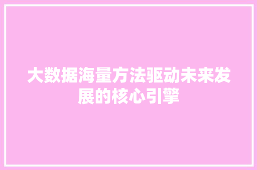 大数据海量方法驱动未来发展的核心引擎