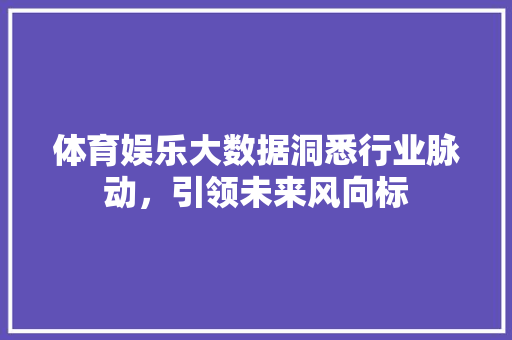 体育娱乐大数据洞悉行业脉动，引领未来风向标  第1张