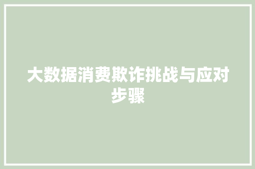 大数据消费欺诈挑战与应对步骤