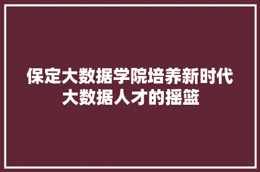 保定大数据学院培养新时代大数据人才的摇篮  第1张