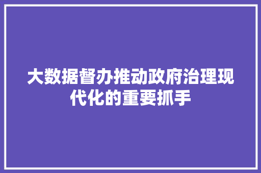 大数据督办推动政府治理现代化的重要抓手