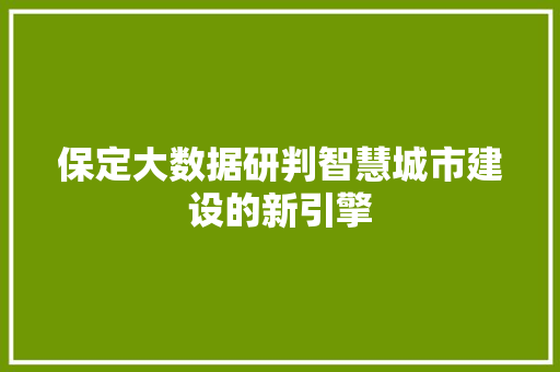 保定大数据研判智慧城市建设的新引擎  第1张