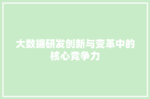 大数据研发创新与变革中的核心竞争力  第1张