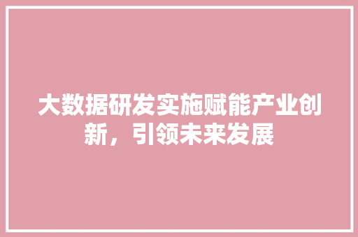 大数据研发实施赋能产业创新，引领未来发展  第1张