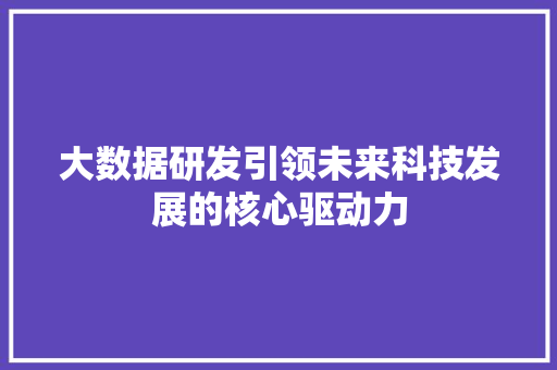 大数据研发引领未来科技发展的核心驱动力  第1张