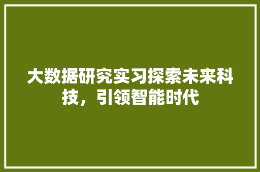 大数据研究实习探索未来科技，引领智能时代