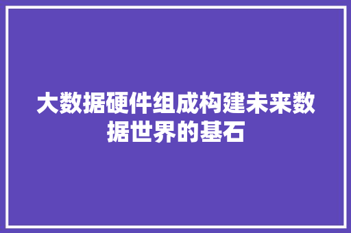 大数据硬件组成构建未来数据世界的基石