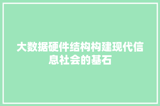 大数据硬件结构构建现代信息社会的基石