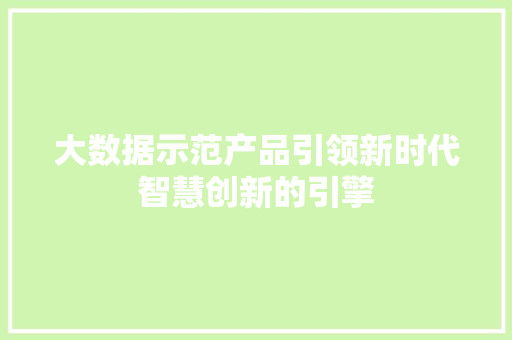 大数据示范产品引领新时代智慧创新的引擎