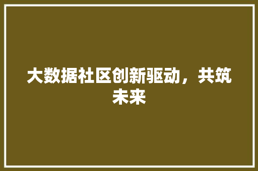 大数据社区创新驱动，共筑未来  第1张