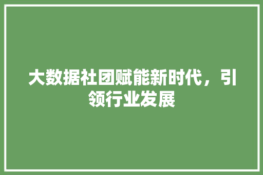 大数据社团赋能新时代，引领行业发展