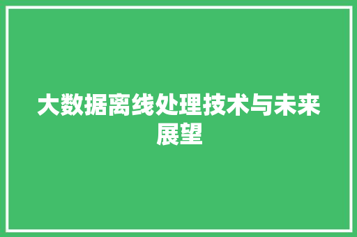 大数据离线处理技术与未来展望