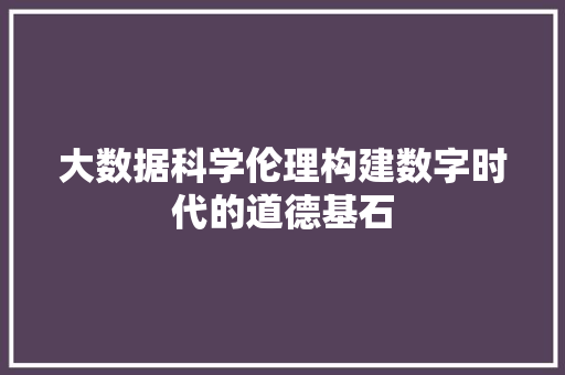 大数据科学伦理构建数字时代的道德基石