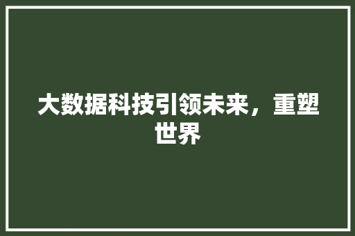 大数据科技引领未来，重塑世界  第1张