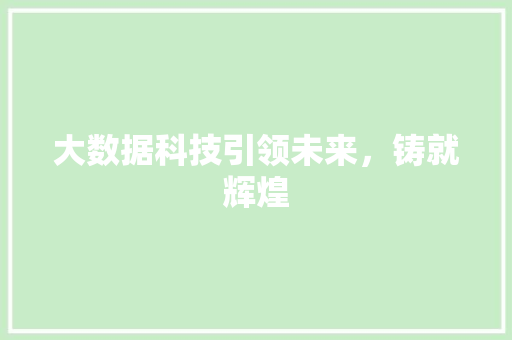 大数据科技引领未来，铸就辉煌  第1张