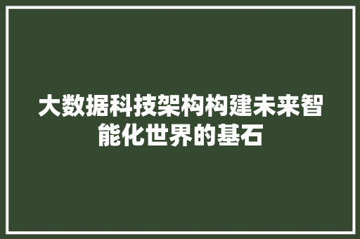 大数据科技架构构建未来智能化世界的基石  第1张
