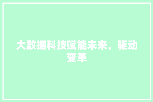 大数据科技赋能未来，驱动变革  第1张